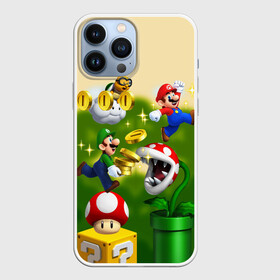 Чехол для iPhone 13 Pro Max с принтом Mario Coins в Новосибирске,  |  | bowser | coin | koopa | luigi | mario | mashrum | nintendo | power up | video game | боузер | видео игра | гриб | деньги | игра | купа | луиджи | марио | монеты | нинтендо