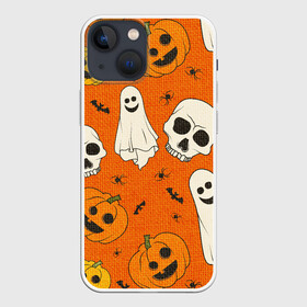 Чехол для iPhone 13 mini с принтом УЖАСТИКИ НА ВЯЗАНКЕ в Новосибирске,  |  | bundle | ghost | ghosts | halloween | haloween | knitting | pumpkin | skull | skulls | spider | spiders | вязанка | паук | пауки | призрак | призраки | тыква | хеллоин | хеллоуин | хелоин | хелоуин | хэллоин | хэллоуин | хэлоин | хэлоуин | 