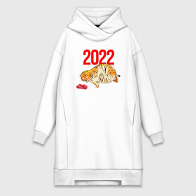 Платье-худи хлопок с принтом Ленивый толстый тигр 2022 в Новосибирске,  |  | 2022 | год тигра | новый год | новый год 2022 | символ года | тигр | тигренок | тигрица | тигры