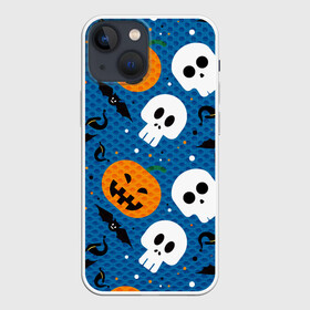 Чехол для iPhone 13 mini с принтом ЧЕРЕПА И ТЫКВЫ | HALLOWEEN в Новосибирске,  |  | halloween | haloween | pumpkin | skull | скелет | тыква | хеллоин | хеллоуин | хелоин | хелоуин | хэллоин | хэллоуин | хэлоин | хэлоуин