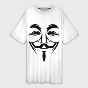 Платье-футболка 3D с принтом Анонимус в Новосибирске,  |  | анонимус | вендетта | гай фокс | маска | хакер