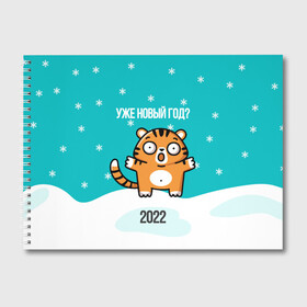 Альбом для рисования с принтом Уже новый год в Новосибирске, 100% бумага
 | матовая бумага, плотность 200 мг. | Тематика изображения на принте: 2022 | год тигра | новый год | новый год 2022 | символ года | тигр | тигренок | тигрица | тигры