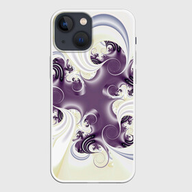 Чехол для iPhone 13 mini с принтом Абстракция 412 в Новосибирске,  |  | абстракция | изгиб | плавный | розовый | светлый | узор | фиолетовый | фрактал