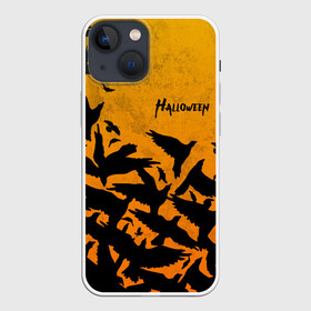 Чехол для iPhone 13 mini с принтом ВОРОНЫ ХЕЛЛОУИН   CROWS HALLOWEEN в Новосибирске,  |  | bats | bones | crow | ghost | halloween | pumpkin | skull | вороны | кости | летучие мыши | приведение | призрак | скелет | тыква | хеллоуин | хоррор | хэллоуин