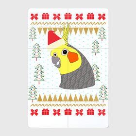 Магнитный плакат 2Х3 с принтом Рождественский свитер Корелла в Новосибирске, Полимерный материал с магнитным слоем | 6 деталей размером 9*9 см | Тематика изображения на принте: christmas | cockatiel | parrot | ugly sweater | корелла | новогодние праздники | новый год | попугай | птица | рождественский свитер | рождество | уродливый свитер