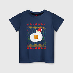 Детская футболка хлопок с принтом Рождественский свитер Кот яичница в Новосибирске, 100% хлопок | круглый вырез горловины, полуприлегающий силуэт, длина до линии бедер | christmas | party | ugly sweater | вечеринка | кот | кот мем | кот яичница | мемы | новогодние праздники | новый год | рождественский свитер | рождество | уродливый свитер