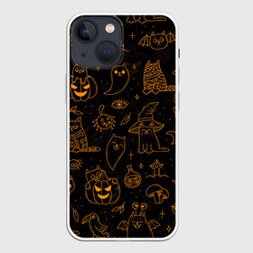 Чехол для iPhone 13 mini с принтом ХЕЛЛОУИН ПАТТЕРН КОТИКИ   HALLOWEEN KITTY в Новосибирске,  |  | Тематика изображения на принте: bats | bones | cat | ghost | halloween | kitty | pumpkin | skull | spider | кости | кот | кошка | летучие мыши | паук | паутина | приведение | призрак | скелет | тыква | хеллоуин | хоррор | хэллоуин