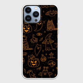 Чехол для iPhone 13 Pro Max с принтом ХЕЛЛОУИН ПАТТЕРН КОТИКИ   HALLOWEEN KITTY в Новосибирске,  |  | Тематика изображения на принте: bats | bones | cat | ghost | halloween | kitty | pumpkin | skull | spider | кости | кот | кошка | летучие мыши | паук | паутина | приведение | призрак | скелет | тыква | хеллоуин | хоррор | хэллоуин