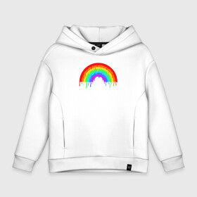 Детское худи Oversize хлопок с принтом Colors of rainbow в Новосибирске, френч-терри — 70% хлопок, 30% полиэстер. Мягкий теплый начес внутри —100% хлопок | боковые карманы, эластичные манжеты и нижняя кромка, капюшон на магнитной кнопке | colors | paint | rainbow | краска | радуга | цвета радуги