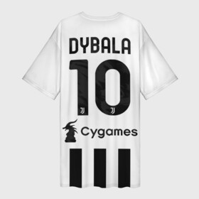 Платье-футболка 3D с принтом Дибала Ювентус форма 2021 2022 в Новосибирске,  |  | dybala | football | juventus | soccer | дибала | домашняя | пауло | форма | футбол | ювентус