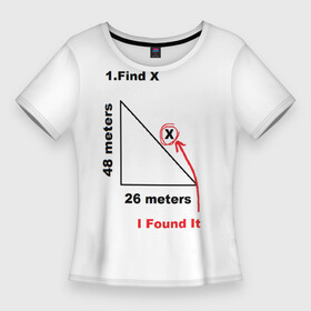 Женская футболка 3D Slim с принтом Как у Тома Холланда) в Новосибирске,  |  | find x | i found x | мем | найти x | прикол | теорема пифагора | том холланд