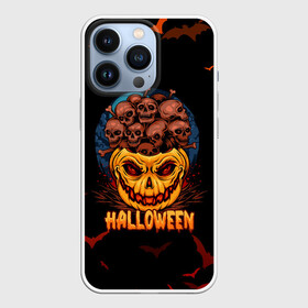 Чехол для iPhone 13 Pro с принтом ТЫКВА С ЧЕРЕПАМИ в Новосибирске,  |  | halloween | haloween | pumpkin | pumpkin with skulls | skulls in a pumpkin | тыква | тыква с черепами | хеллоин | хеллоуин | хелоин | хелоуин | хэллоин | хэллоуин | хэлоин | хэлоуин | черепа в тыкве