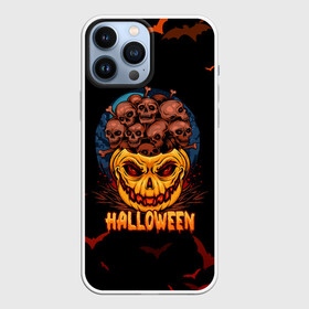 Чехол для iPhone 13 Pro Max с принтом ТЫКВА С ЧЕРЕПАМИ в Новосибирске,  |  | halloween | haloween | pumpkin | pumpkin with skulls | skulls in a pumpkin | тыква | тыква с черепами | хеллоин | хеллоуин | хелоин | хелоуин | хэллоин | хэллоуин | хэлоин | хэлоуин | черепа в тыкве