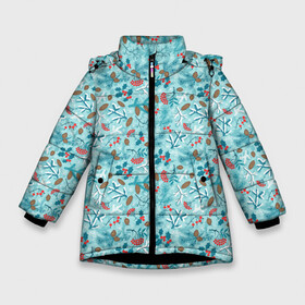 Зимняя куртка для девочек 3D с принтом Зимний Лесной Пейзаж в Новосибирске, ткань верха — 100% полиэстер; подклад — 100% полиэстер, утеплитель — 100% полиэстер. | длина ниже бедра, удлиненная спинка, воротник стойка и отстегивающийся капюшон. Есть боковые карманы с листочкой на кнопках, утяжки по низу изделия и внутренний карман на молнии. 

Предусмотрены светоотражающий принт на спинке, радужный светоотражающий элемент на пуллере молнии и на резинке для утяжки. | merry christmas | дед мороз | ёлка | ёлочка | зима | мороз | новый год | подарок | праздник | природа | рождество | рябина | с новым годом | сантаклаус | снег | снеговик | снегурочка | снежинки | снежные узоры