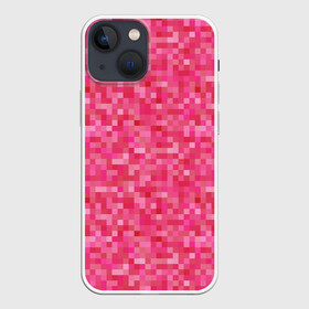 Чехол для iPhone 13 mini с принтом Цикламеновая пиксельная абстракция в Новосибирске,  |  | pixel | pixel art | абстракция | красный | пиксели | пиксель | пиксель арт | пиксельный | розовый | цикламен