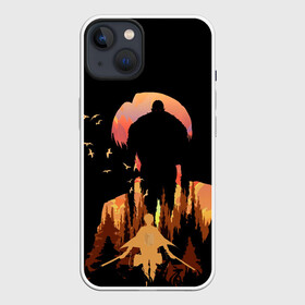 Чехол для iPhone 13 с принтом Леви и титан в Новосибирске,  |  | акерман | атака титанов | звереподобный титан | леви | силуэт титана