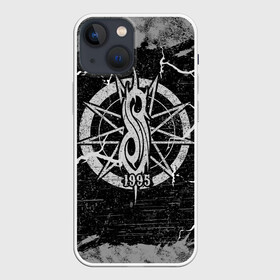 Чехол для iPhone 13 mini с принтом Слипкнот 1995 | Rock в Новосибирске,  |  | grunge | metal | music | rock | slipknot | брызги | гранж | логотип | металл | молния | музыка | надпись | пентаграмма | полосы | потертости | рок | слипкнот | точки | трещины | узор | цифры | череп