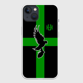 Чехол для iPhone 13 с принтом Hollywood Undead заеленный крест в Новосибирске,  |  | hollywood undead | hu | андед | голивуд | голливуд | голливудская нежить | группа | гу | зеленный крест | орел | птица | реп | рок | рэп | рэпкор | силуэт | ундед | ундэ | ху