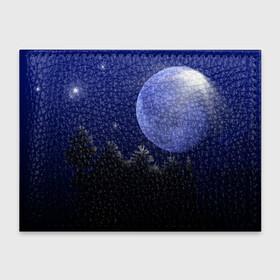 Обложка для студенческого билета с принтом Лунный лес в Новосибирске, натуральная кожа | Размер: 11*8 см; Печать на всей внешней стороне | moon | звёзды | космос | лес | луна | лунный лес | мрак | ночное небо | пейзаж | темнота