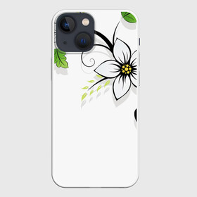 Чехол для iPhone 13 mini с принтом Цветочная композиция с бабочками в Новосибирске,  |  | бабочка | ветка | лист | природа | узор | цветы