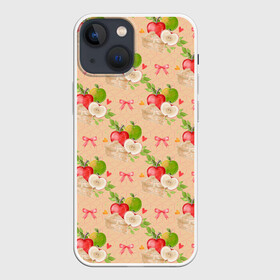 Чехол для iPhone 13 mini с принтом Яблоки паттерн в Новосибирске,  |  | лето | огород | сад | фрукты | яблоки | яблочный сад