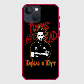 Чехол для iPhone 13 mini с принтом Punks Not Dead (КиШ) в Новосибирске,  |  | Тематика изображения на принте: anarchy | hard rock | heavy metal | punk rock | punks not dead | rock music | rocknroll | russian rock | анархия | горшок | князь | король и шут | металлист | михаил горшенёв | панк | панк рок | рок музыка | рокер | рокнролл | русский рок