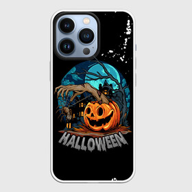 Чехол для iPhone 13 Pro с принтом Ужасная ночь в Новосибирске,  |  | halloween | арт | графика | мистика | паук | праздник | тыква | ужасы | хэллоуин