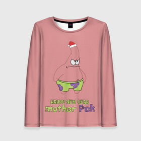 Женский лонгслив 3D с принтом Патрик новый год   патрик happy new year   patrick star happy new year 3D в Новосибирске, 100% полиэстер | длинные рукава, круглый вырез горловины, полуприлегающий силуэт | happy new year | patrick | patrick star | patrick stra new happy year | новый год | патрик | патрик happy new year | патрик мем | патрик новый год | патрик стар