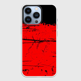 Чехол для iPhone 13 Pro с принтом КРАСНЫЙ ГРАНЖ | RED GRUNGE в Новосибирске,  |  | Тематика изображения на принте: grunge | red | брызги | брызги краски | гранж | краска | краска и ничего лишнего | красная краска | красный | пятна | разводы | черно красный