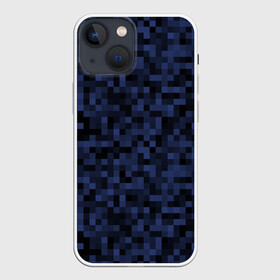 Чехол для iPhone 13 mini с принтом Темная пиксельная абстракция в Новосибирске,  |  | pixel art | pixels | абстрактный | абстракция | пиксели | пиксель арт | пиксельный | почти черный | темно синий