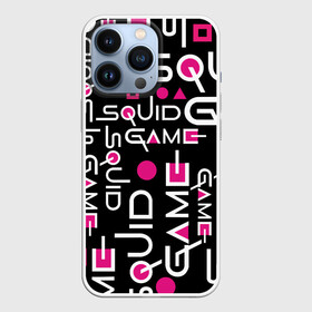 Чехол для iPhone 13 Pro с принтом SQUID GAME ЛОГО PINK в Новосибирске,  |  | Тематика изображения на принте: 001 | 067 | 456 | netflix | pink | squid game | игра | игра в кальмара | квадрат | круг | нетфликс | распорядитель | сериал | стражи | треугольник