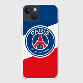 Чехол для iPhone 13 с принтом Paris Saint Germain FC в Новосибирске,  |  | Тематика изображения на принте: emblem | flag | football club | france | paris | paris saint germain | psg | пари сен жермен | париж | псж | флаг | франция | футбольный клуб | эмблема