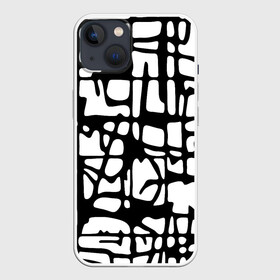Чехол для iPhone 13 с принтом Черно Белый мотив Cantabrigiensia, подходящий для раскрашивания вручную в Новосибирске,  |  | креативный шум | модный и пестрый | орнамент | раскраска | стильный мотив | чб | черно белое | элегантный