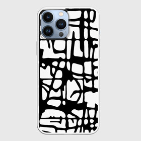 Чехол для iPhone 13 Pro Max с принтом Черно Белый мотив Cantabrigiensia, подходящий для раскрашивания вручную в Новосибирске,  |  | креативный шум | модный и пестрый | орнамент | раскраска | стильный мотив | чб | черно белое | элегантный