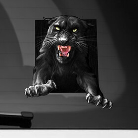 Наклейка на автомобиль с принтом Black panther черная пантера в Новосибирске, ПВХ |  | Тематика изображения на принте: black panther | зверь | злая | красивая кошка | прыгает | хищник | черная пантера