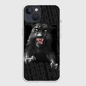 Чехол для iPhone 13 с принтом Черная пантера Black panther в Новосибирске,  |  | black panther | атака | дикая кошка | злость | красивая кошка | черная кошка | черная пантера | ярость