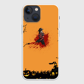 Чехол для iPhone 13 mini с принтом Halloween Freddy Blood в Новосибирске,  |  | blood | freddy krueger | ghosts | halloween | monsters | nightmare on elm street | orange | pumpkin | кровь | монстры | оранжевый | привидение | тыква | фредди крюгер | хеллоуин
