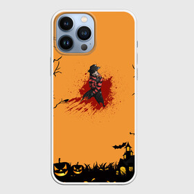 Чехол для iPhone 13 Pro Max с принтом Halloween Freddy Blood в Новосибирске,  |  | Тематика изображения на принте: blood | freddy krueger | ghosts | halloween | monsters | nightmare on elm street | orange | pumpkin | кровь | монстры | оранжевый | привидение | тыква | фредди крюгер | хеллоуин