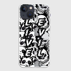 Чехол для iPhone 13 mini с принтом LivEvil в Новосибирске,  |  | animals | black and white | evil | life | panda | popular print | skeleton | skull | top | trend | животные | жить | зло | панда | популярный принт | скилет | топ | тренд | череп | черно белый