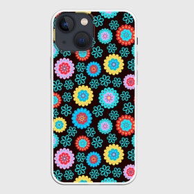 Чехол для iPhone 13 mini с принтом Flоwers в Новосибирске,  |  | colour | flowers | texture | разноцветные | текстура | цветы