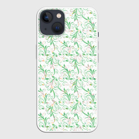 Чехол для iPhone 13 с принтом Весенние узоры из листьев в Новосибирске,  |  | весна | лето | листья | растения | цветы