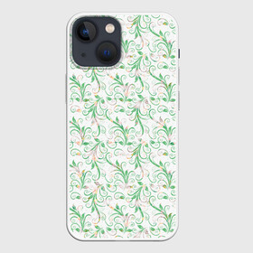 Чехол для iPhone 13 mini с принтом Весенние узоры из листьев в Новосибирске,  |  | весна | лето | листья | растения | цветы
