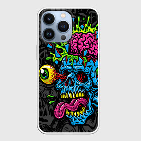 Чехол для iPhone 13 Pro с принтом Взрыв мозгов в Новосибирске,  |  | blue skull | brain explosion | day of the dead | halloween | happy halloween | holiday | shards | splashes | zombies | брызги | взрыв мозгов | день мертвых | зомби | осколки | праздник | синий череп | хэллоуин