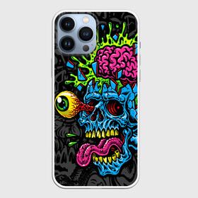 Чехол для iPhone 13 Pro Max с принтом Взрыв мозгов в Новосибирске,  |  | blue skull | brain explosion | day of the dead | halloween | happy halloween | holiday | shards | splashes | zombies | брызги | взрыв мозгов | день мертвых | зомби | осколки | праздник | синий череп | хэллоуин