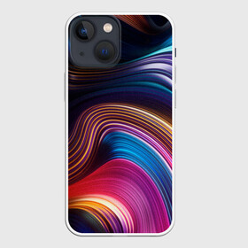 Чехол для iPhone 13 mini с принтом Цветные неоновые волны в Новосибирске,  |  | colorful waves | digital art | neon stripes | rainbow | абстракция | волны красок | неоновые волны | неоновый узор | цветные волны | цветные полосы