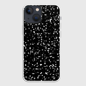 Чехол для iPhone 13 mini с принтом ЧБ мозаика в Новосибирске,  |  | белый | мозаика | пиксели | точки | черный