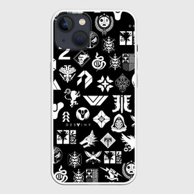 Чехол для iPhone 13 с принтом DESTINY 2 PATTERN GAME LOGO | ДЕСТИНИ 2 ПАТТЕРН СИМВОЛЫ ИГРЫ в Новосибирске,  |  | bungie | cayde 6 | cyd6 | destiny | destiny 2 | forsaken | gambit | hunter | titan | warlock | банги | варлок | габмит | дестини | дестини 2 | зур | кейд | кейд 6 | отвергнутые | охотник | титан | туз