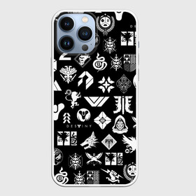 Чехол для iPhone 13 Pro Max с принтом DESTINY 2 PATTERN GAME LOGO | ДЕСТИНИ 2 ПАТТЕРН СИМВОЛЫ ИГРЫ в Новосибирске,  |  | Тематика изображения на принте: bungie | cayde 6 | cyd6 | destiny | destiny 2 | forsaken | gambit | hunter | titan | warlock | банги | варлок | габмит | дестини | дестини 2 | зур | кейд | кейд 6 | отвергнутые | охотник | титан | туз