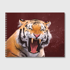 Альбом для рисования с принтом Тигр красавчик сердится в Новосибирске, 100% бумага
 | матовая бумага, плотность 200 мг. | 2022 | aggressive | angry | fangs | new year | open mouth | predator | tiger | year of the tiger | агрессивный | год тигра | клыки | новый год | открытая пасть | сердитый | тигр | хищник