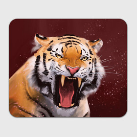 Прямоугольный коврик для мышки с принтом Тигр красавчик сердится в Новосибирске, натуральный каучук | размер 230 х 185 мм; запечатка лицевой стороны | Тематика изображения на принте: 2022 | aggressive | angry | fangs | new year | open mouth | predator | tiger | year of the tiger | агрессивный | год тигра | клыки | новый год | открытая пасть | сердитый | тигр | хищник